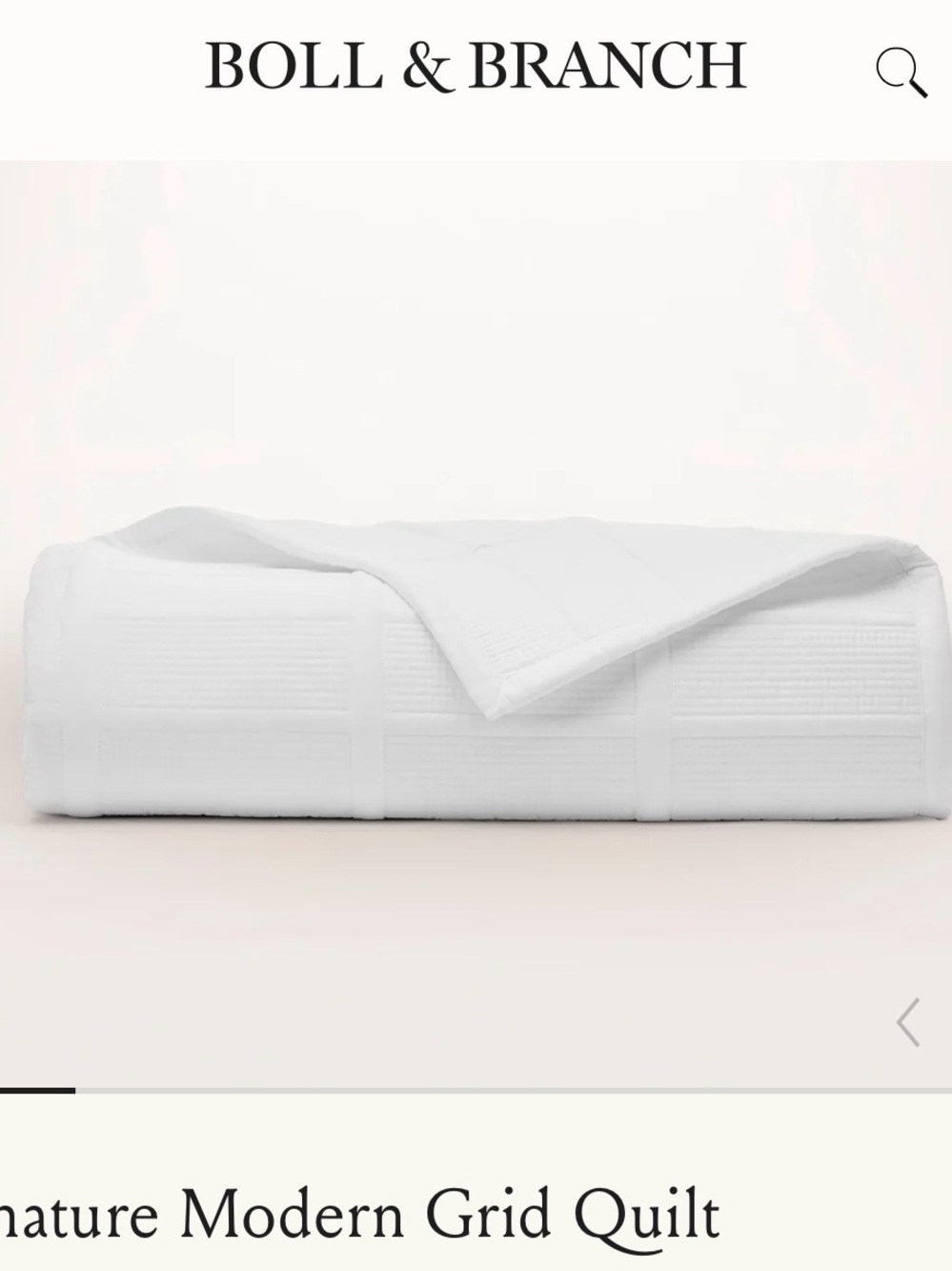 Boll & Branch White Modern Grid Quilt